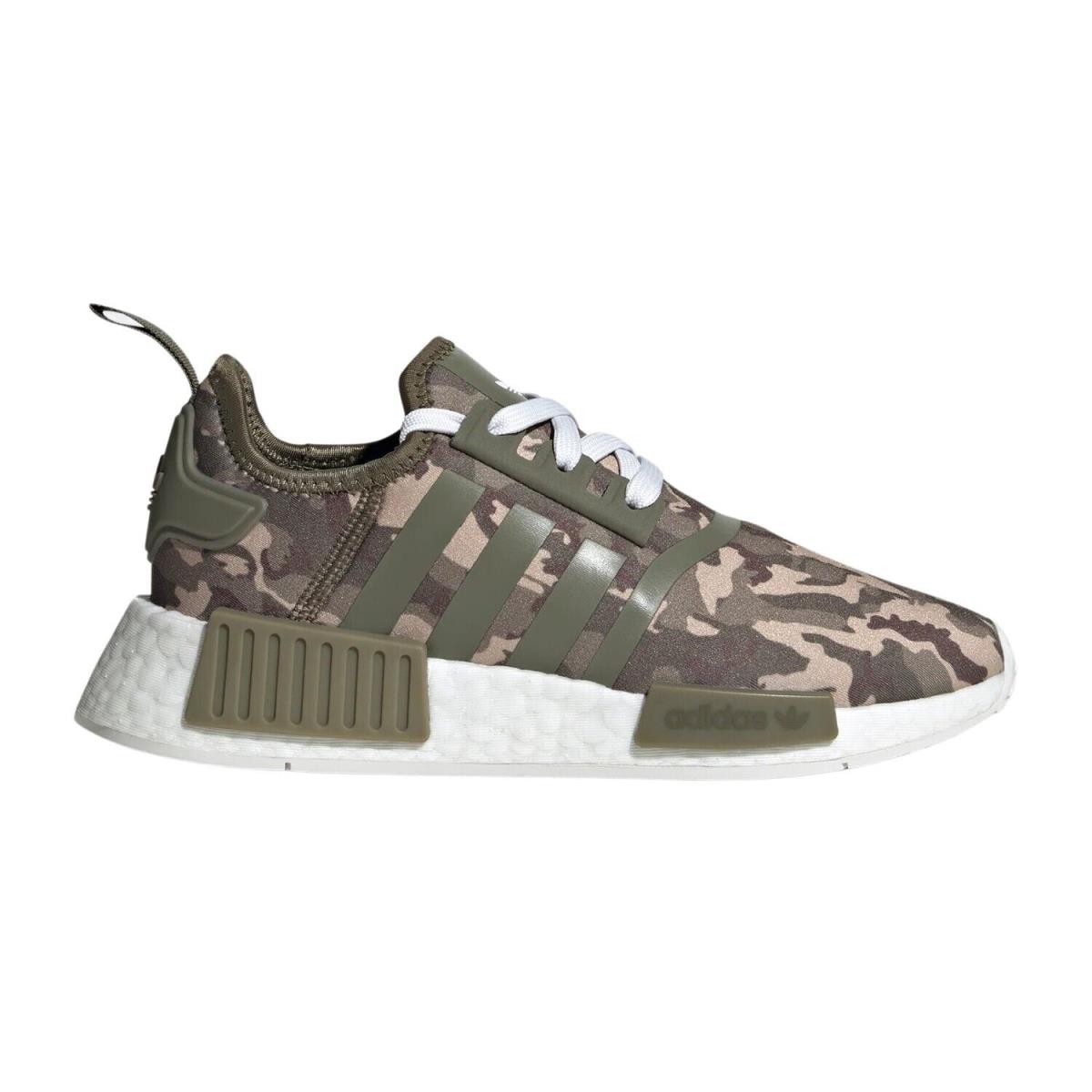 Adidas Nmd_r1 Juniors Olive Strata Camo Shoes Big Kids Style : Hq1652 - OLIVE STRATA/CLOUD WHITE