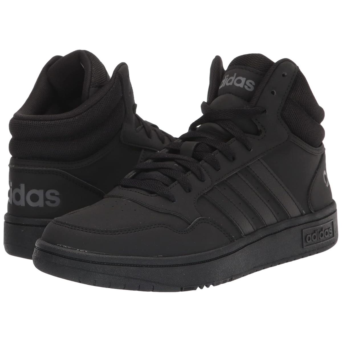 Man`s Sneakers Athletic Shoes Adidas Originals Hoops 3.0 Mid - Black/Black/Grey