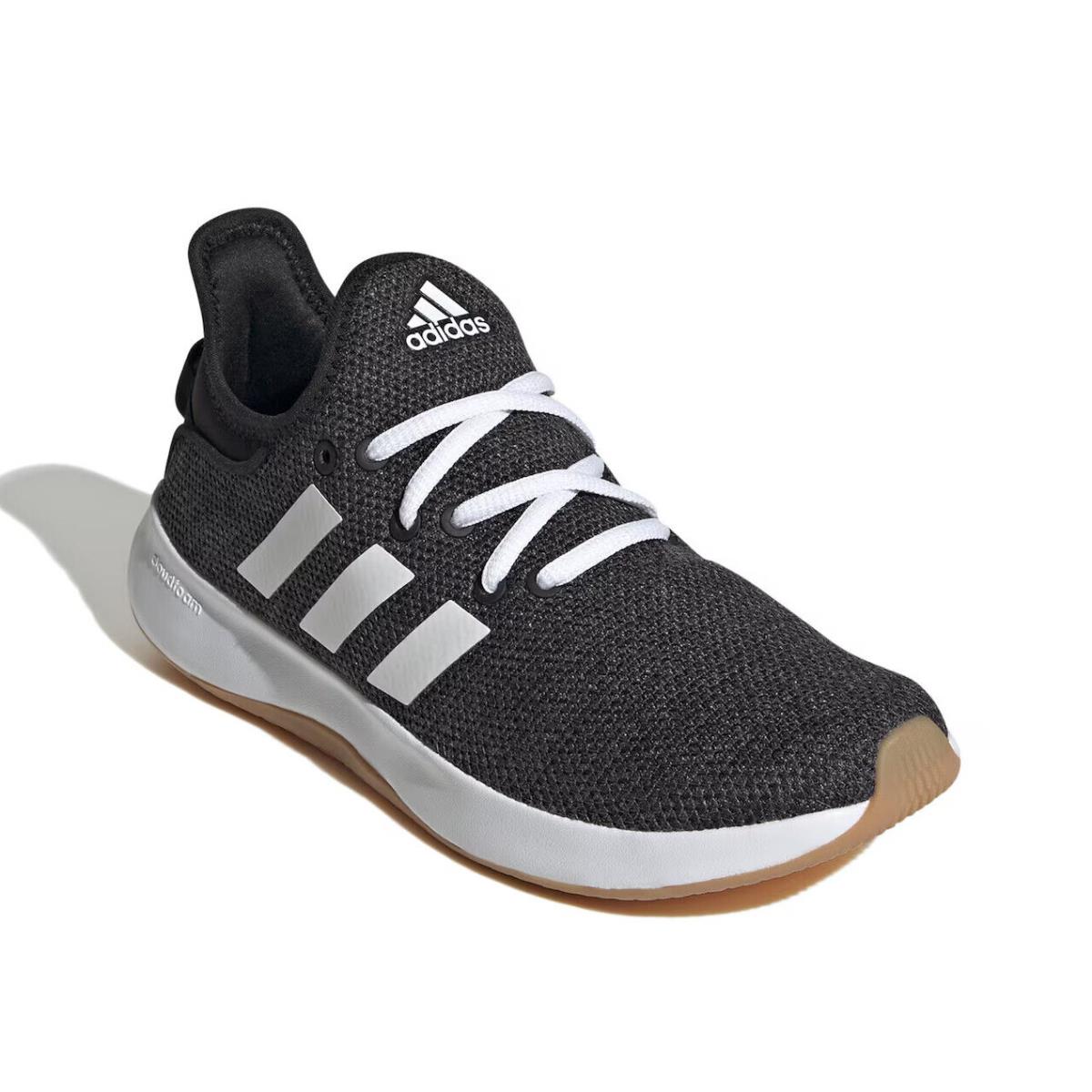 Womens Adidas Cloudfoam Pure Black White Fabric Sneaker Shoes - Black