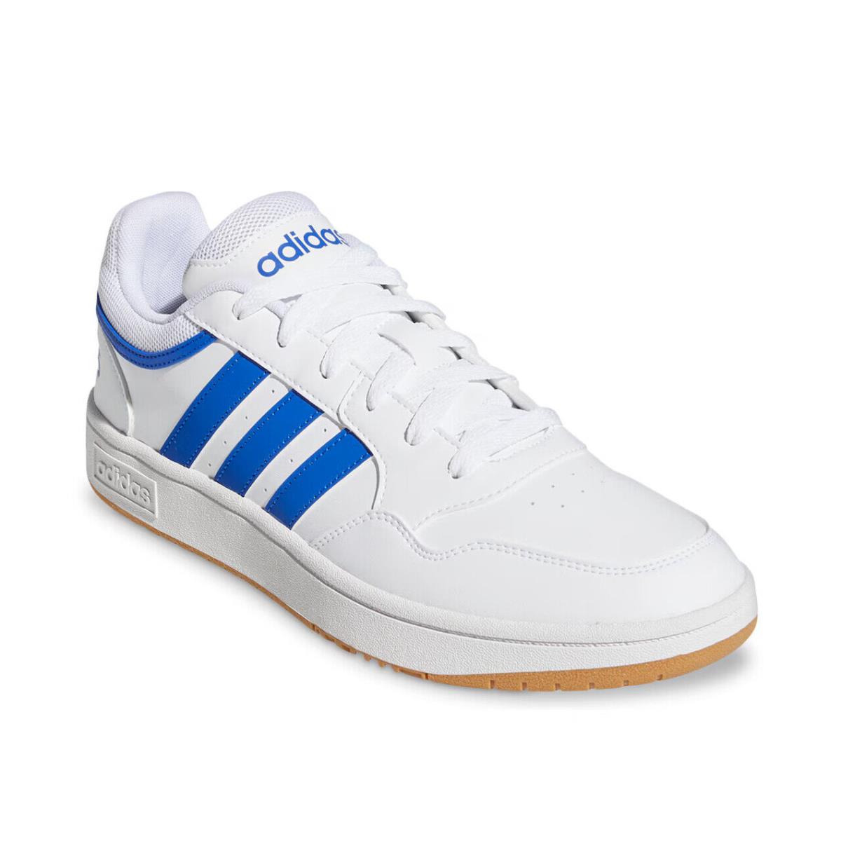 Mens Adidas Hoops 3.0 White Leather Sneaker Shoes - White