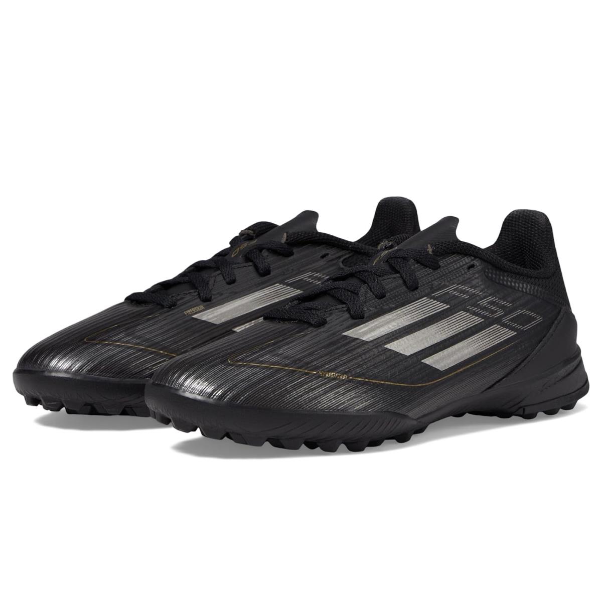 Children Unisex Shoes Adidas Kids F50 League Turf J Little Kid/big Kid - Black/Iron Metallic/Gold Metallic