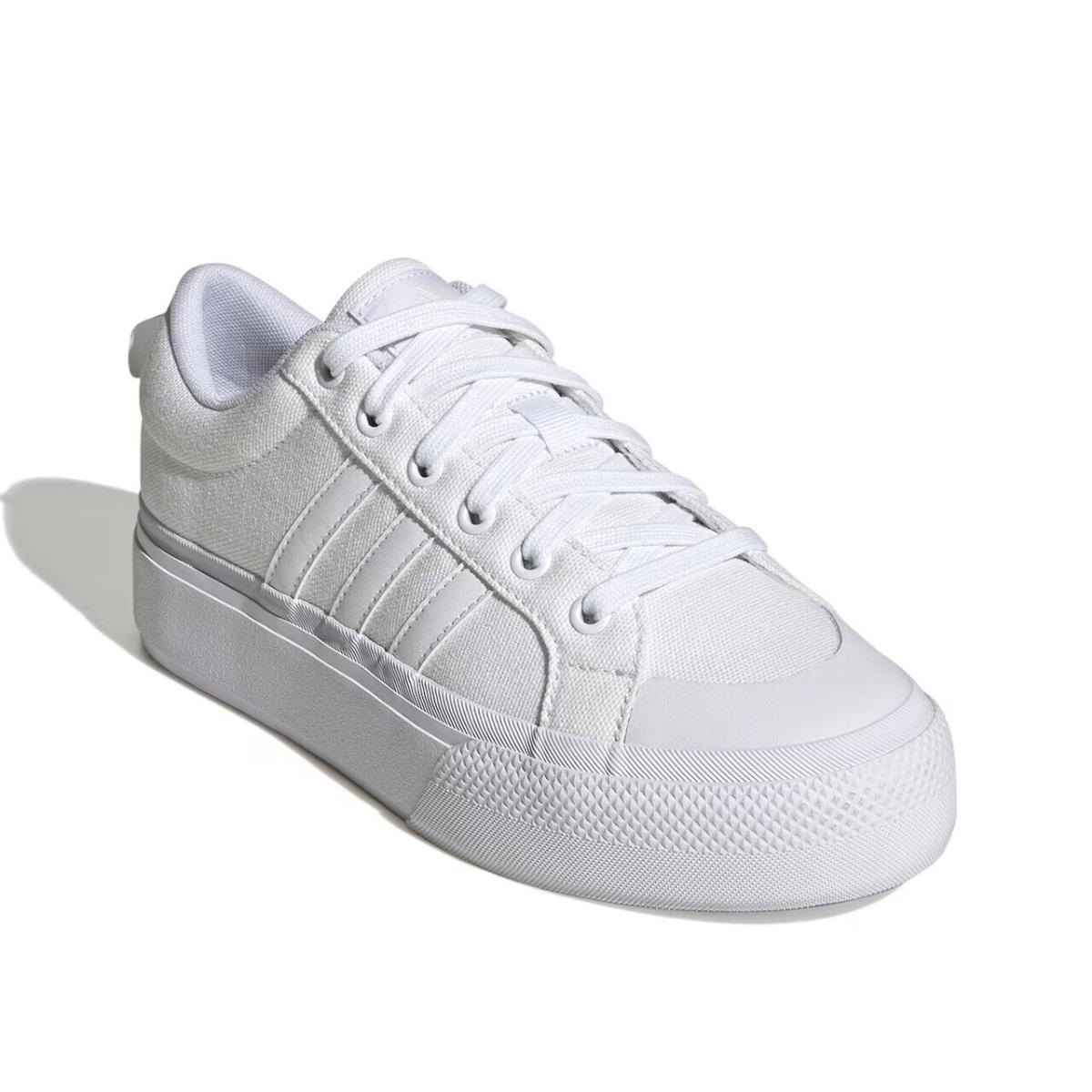 Womens Adidas Bravada 2.0 Platform Cloud White Canvas Sneaker Shoes - White