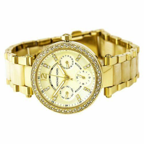 Michael Kors MK5842 Women`s Crystal Bezel Gold Dial Quartz Watch