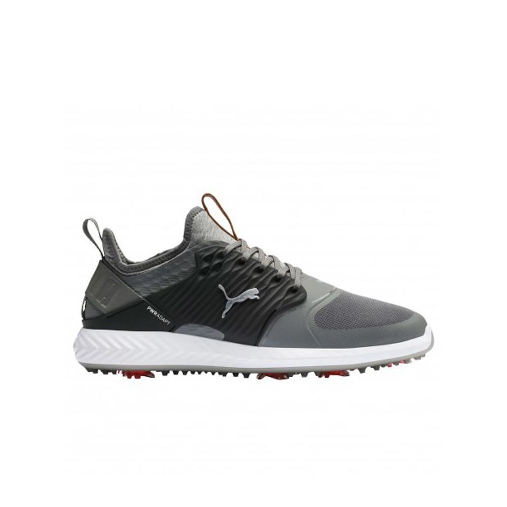 Puma Men`s Ignite Pwradapt Caged Wide Golf Shoes - Color - Quiet Shade / Silver / Black