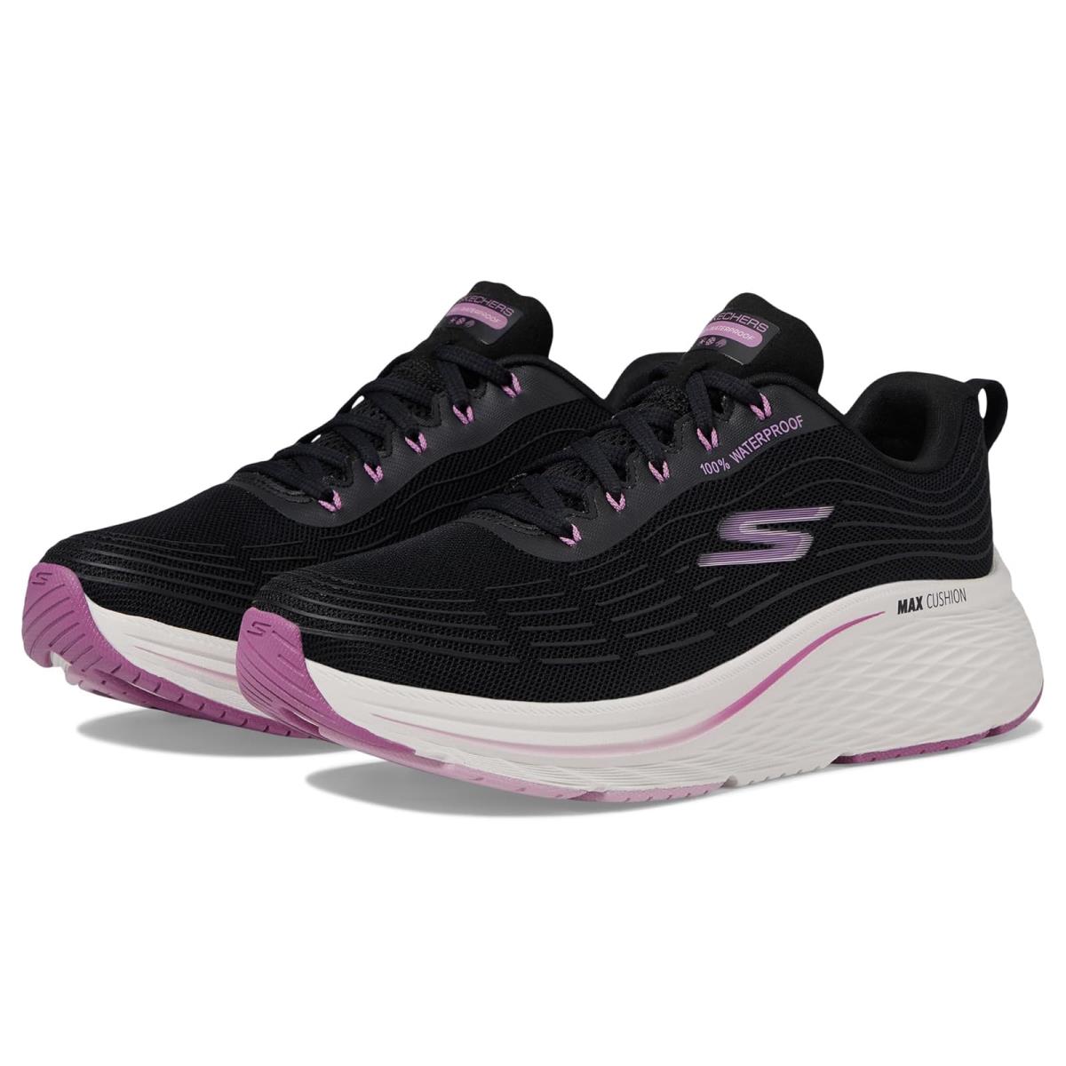 Woman`s Shoes Skechers Max Cushioning Elite 2.0 Bridgeport Waterproof - Black/Pink