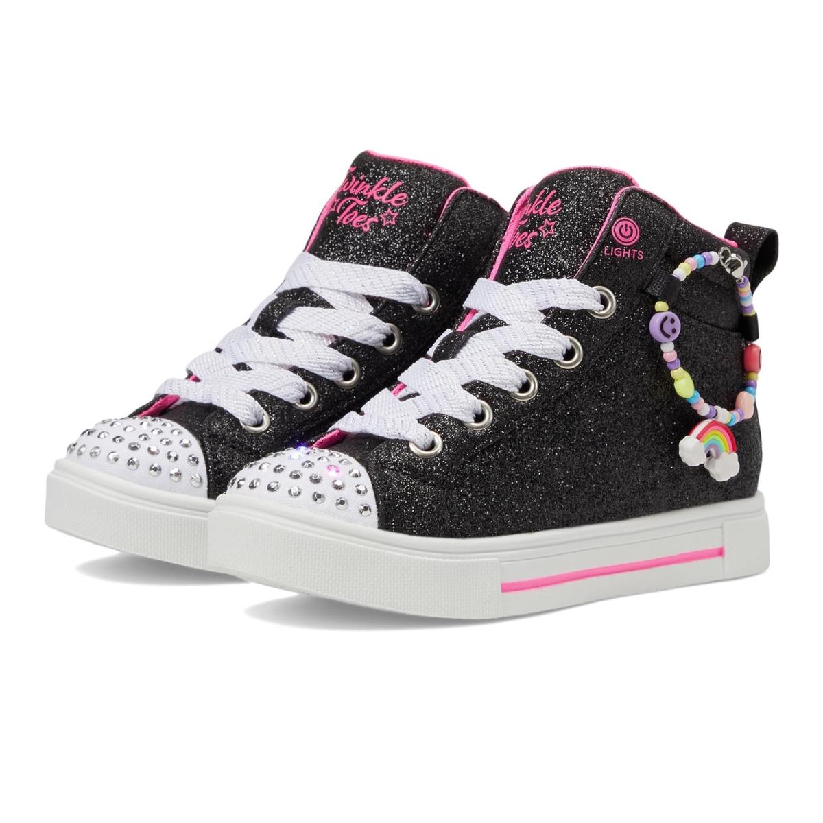 Girl`s Shoes Skechers Kids Twinkle Sparks - Charm Bestie 314816L Little Kid - Black