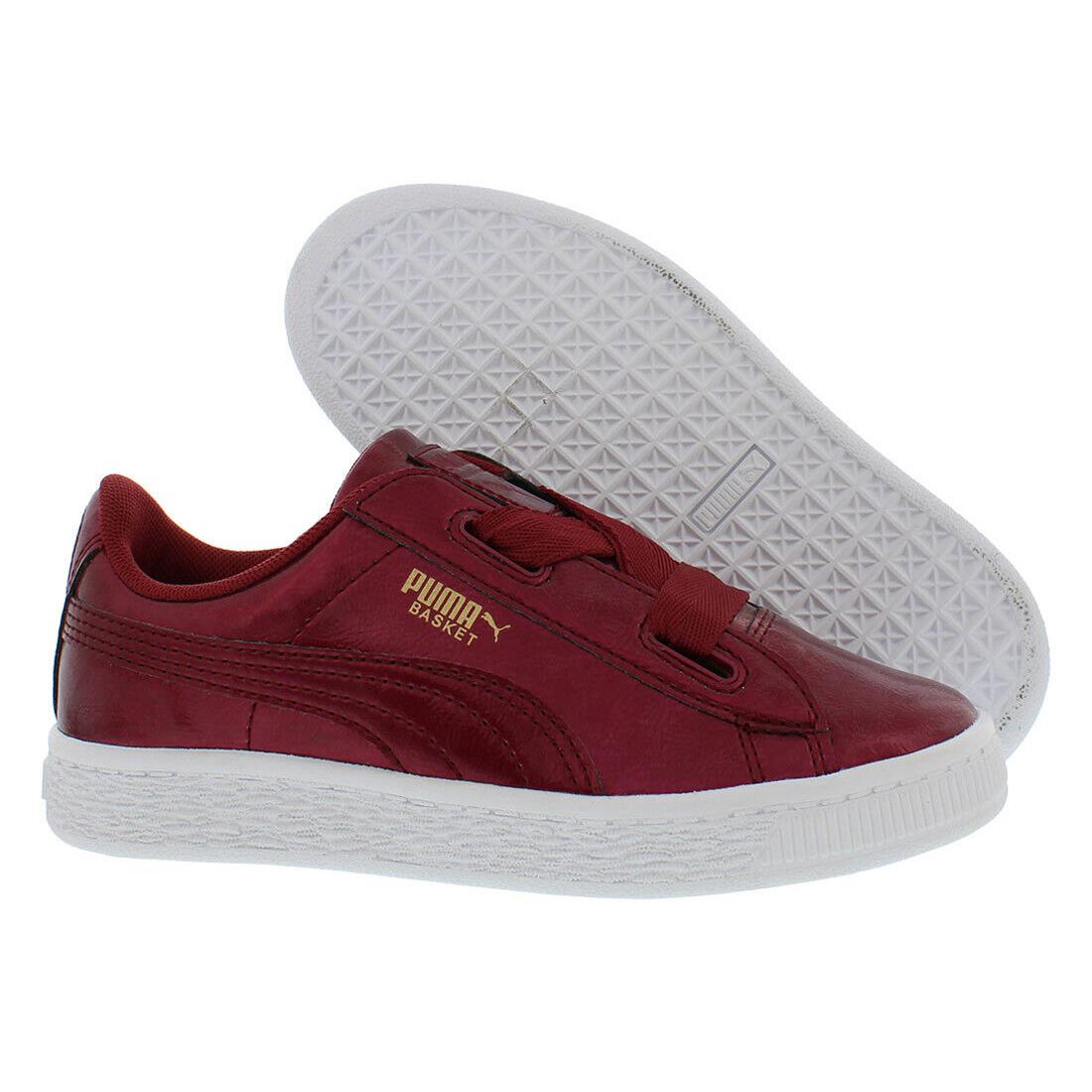 Puma Basket Heart Glam PS Girls Shoes - Tibetan Red, Main: Red