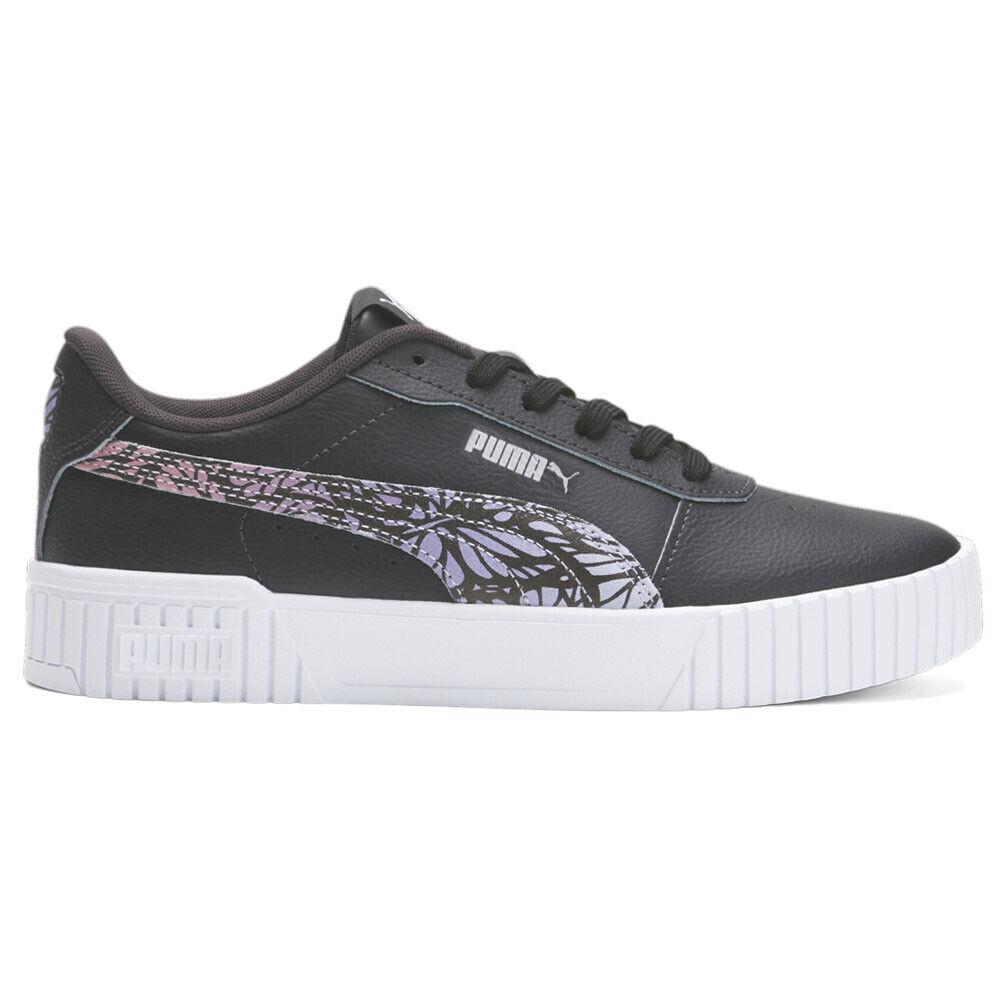 Puma Carina 2.0 Monarch Lace Up Womens Black Purple Sneakers Casual Shoes 3930 - Black, Purple