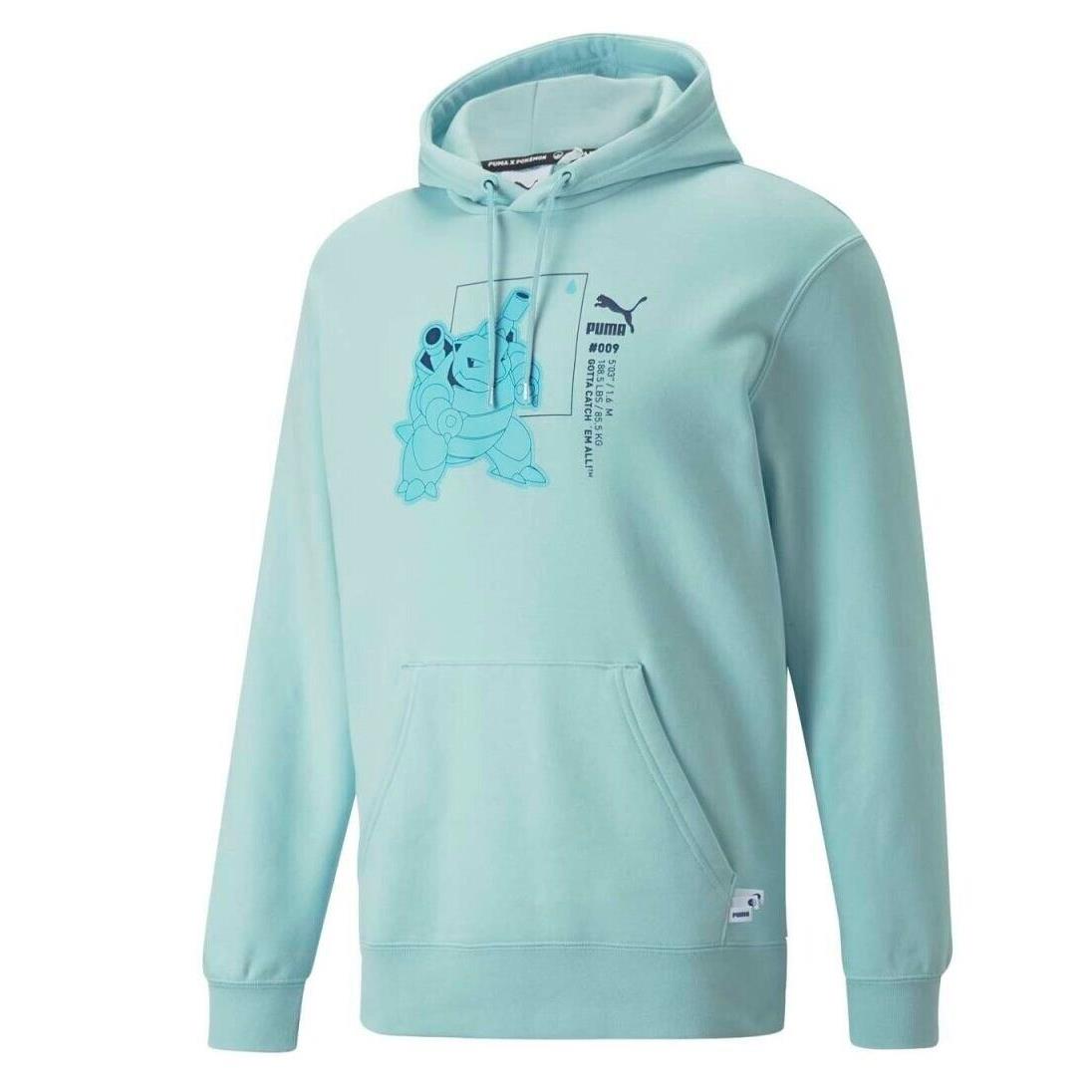 Puma x Pokemon Blastoise Pullover Fleece Hoodie Light Aqua M Adult RG13/22