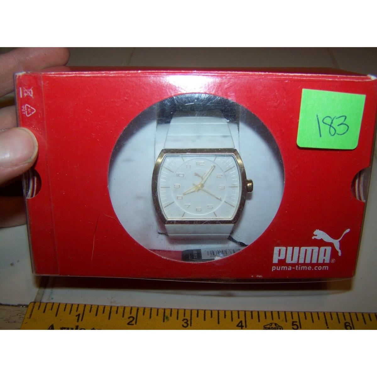 Nos Puma Watch w Box Women White Nylon Band Marlox 302512