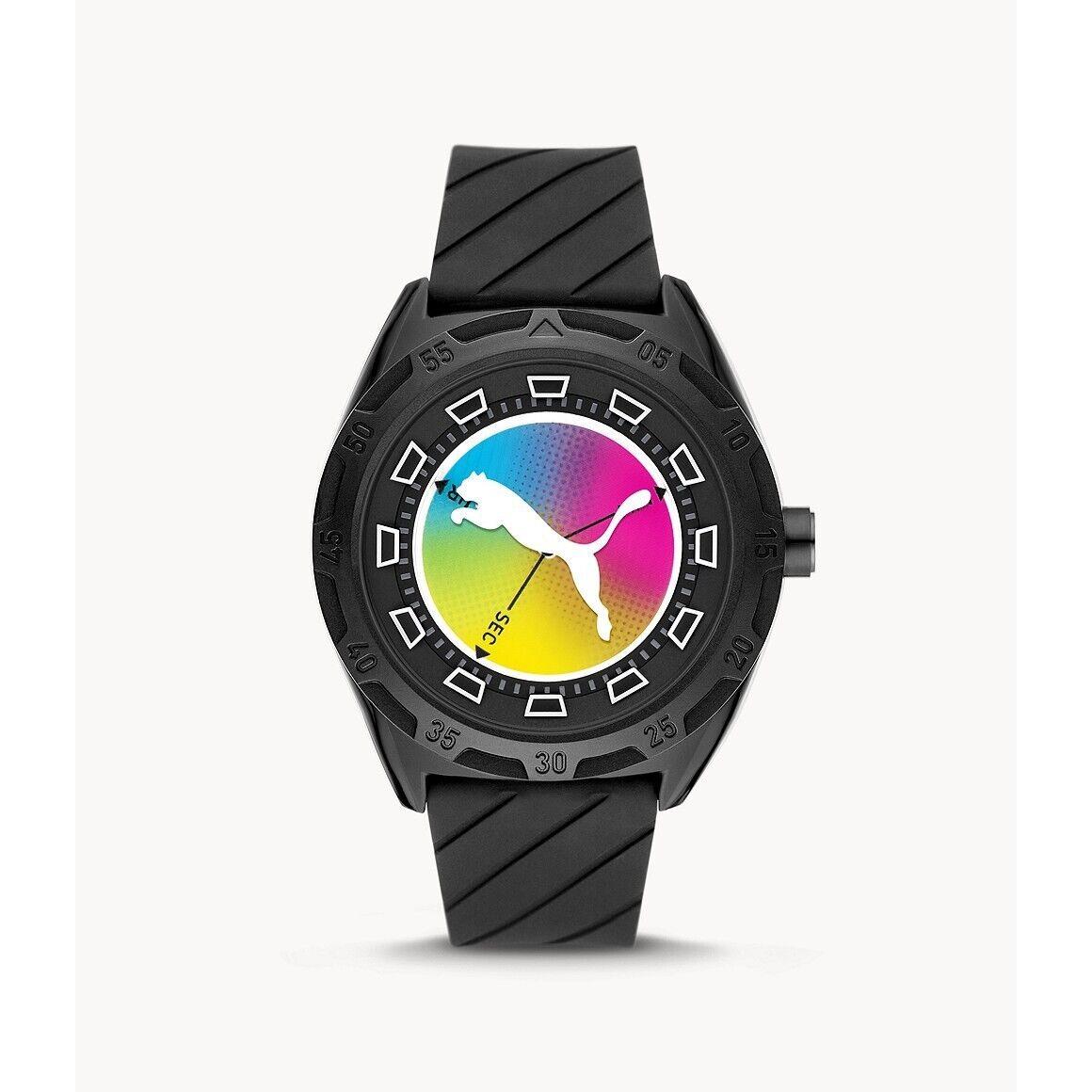 Puma Street Three-hand Black Silicone Watch P5093