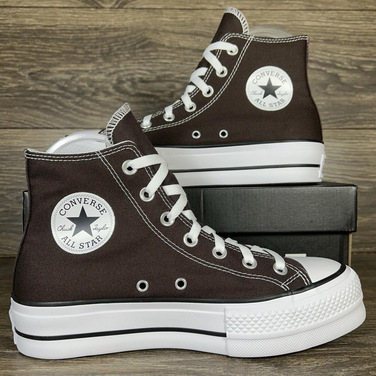 Converse Womens Chuck Taylor All Star Lift Hi Dark Brown Platform Sneakers Shoes