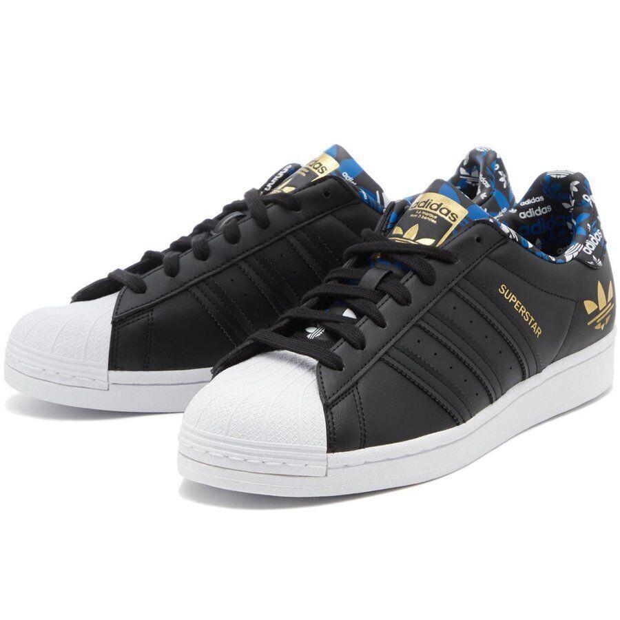 Adidas Superstar Lace Sneakers Trainer Men Shoes Black/gold Size 10