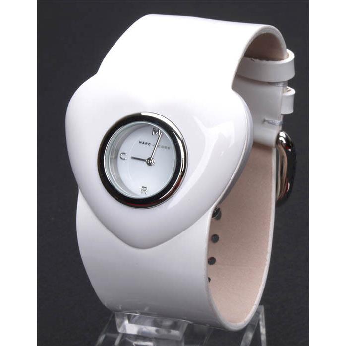 Marc Jacobs White Shiny Leather Heart WATCH-MBM4001