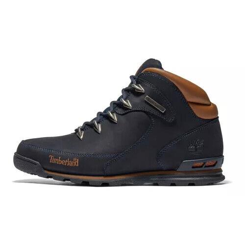 Timberland Euro Rock Hiker TB06165R484 Hiking Boots Men`s Navy Leather Lace Up - Blue