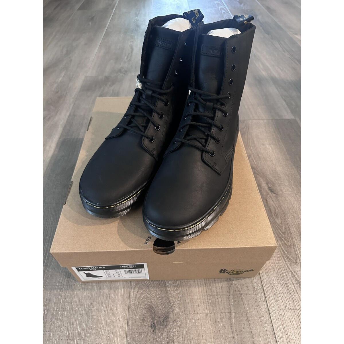 Men s UK10/US11 Dr. Martens Combs Black Wyoming Leather Combat Boots 26007001