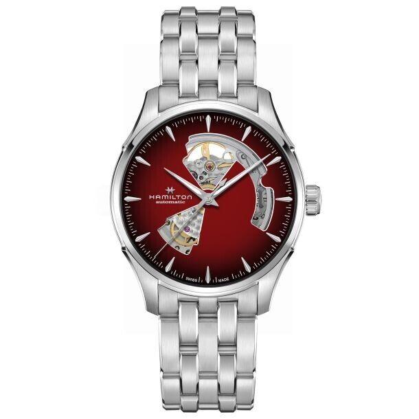 Hamilton Jazzmaster Open Heart Exhibition Auto 40MM Burgundy Dial H32675170 - Dial: Red, Band: Silver, Bezel: Silver