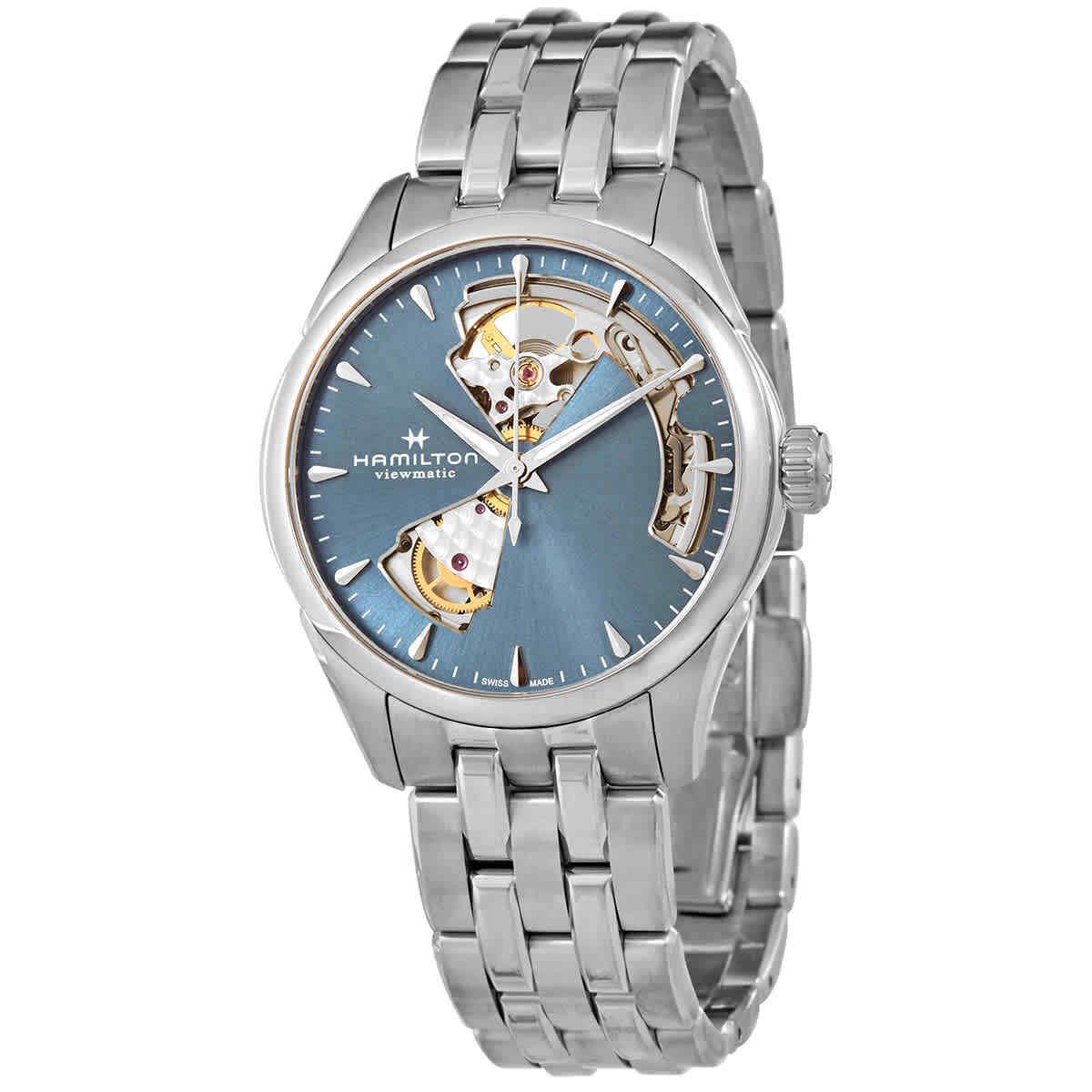 Hamilton Jazzmaster Open Heart Automatic Blue Dial Ladies Watch H32215140 - Dial: Blue, Band: Silver, Bezel: Silver