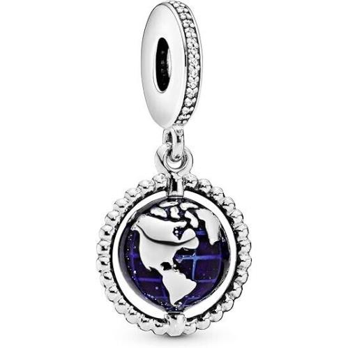 Pandora Jewelry Spinning Globe Dangle Cubic Zirconia Charm in Sterling Silver