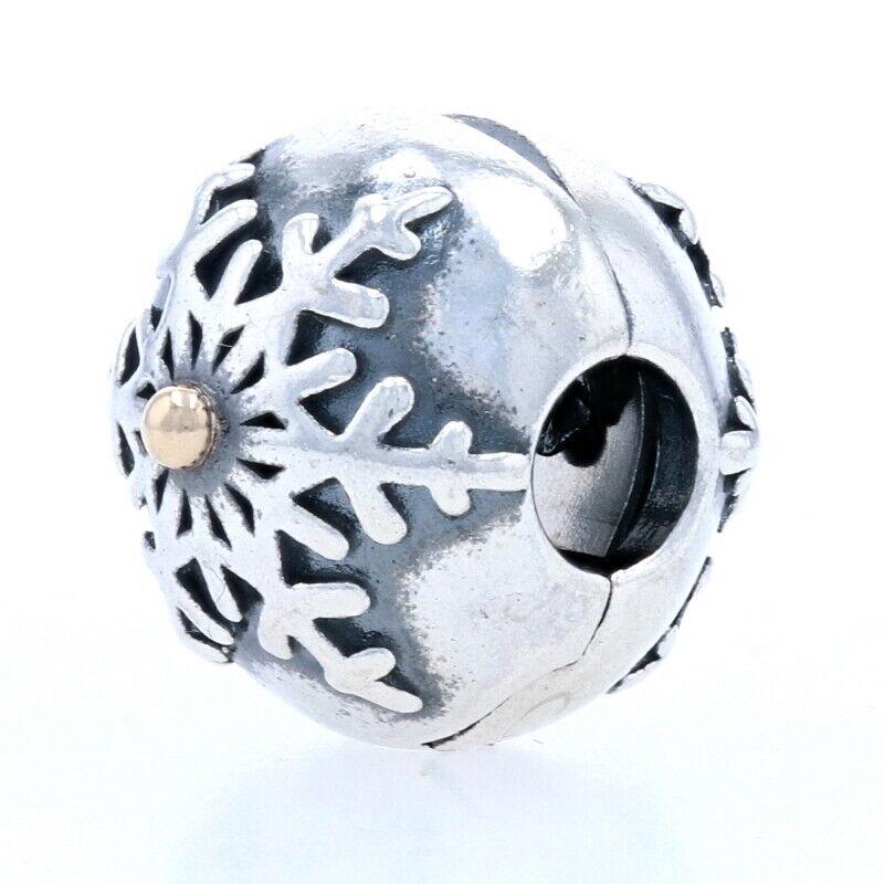 Pandora Bead Charm - Sterling Silver 14k Gold 791232 Winter Wonderland Lock