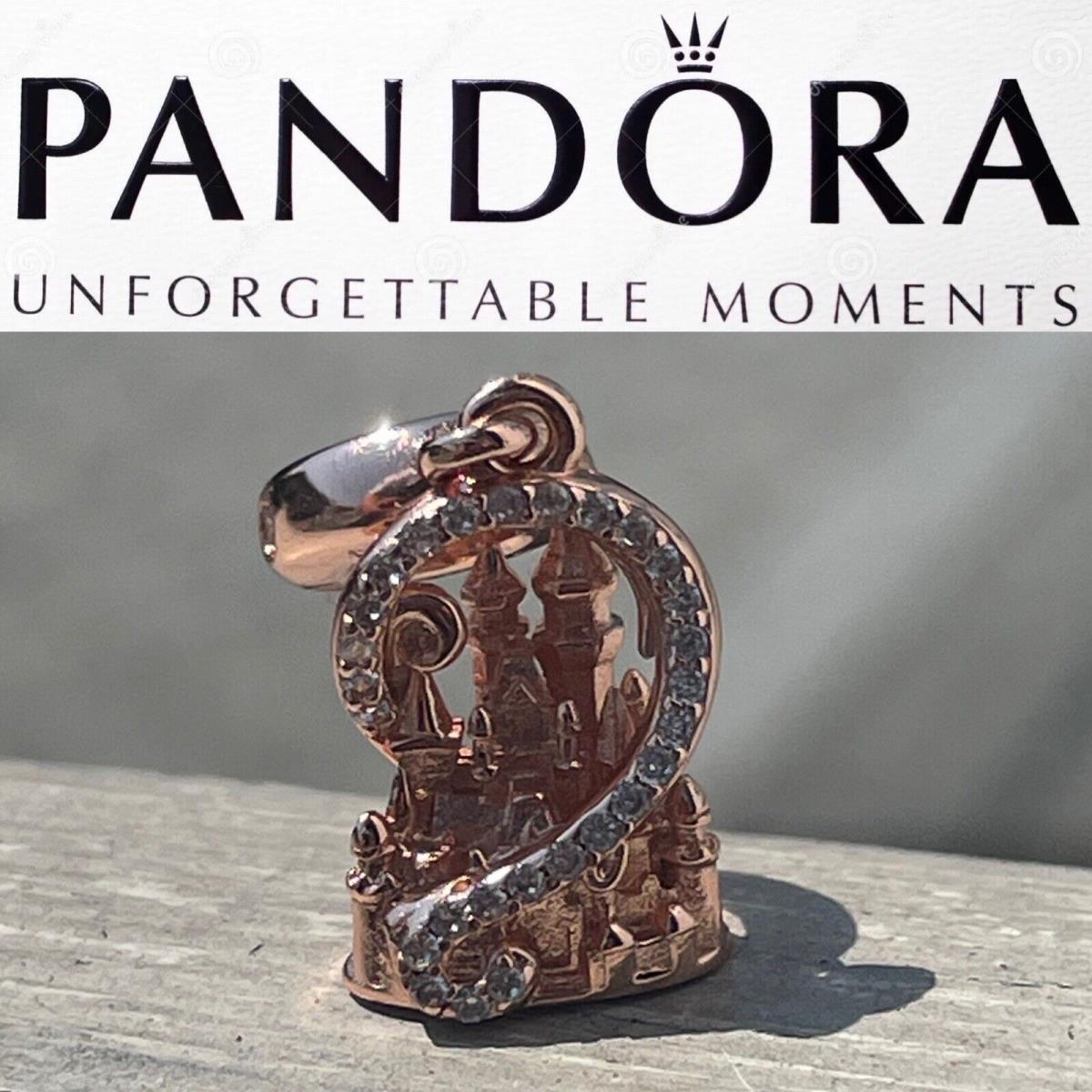 Pandora Disney Parks Exclusive Rose Gold Fantasyland Castle Dangle Charm