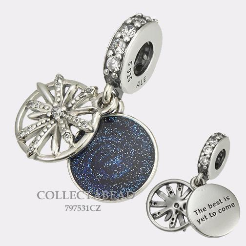 Pandora Sterling Silver Enamel CZ Dazzling Wishes Dangle Bead 797531CZ