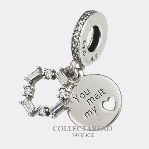 Pandora Silver Ice Carving You Melt My Heart Dangle CZ Bead 797553CZ