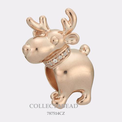 Pandora Sterling Silver Rose Happy Reindeer CZ Bead 787514CZ