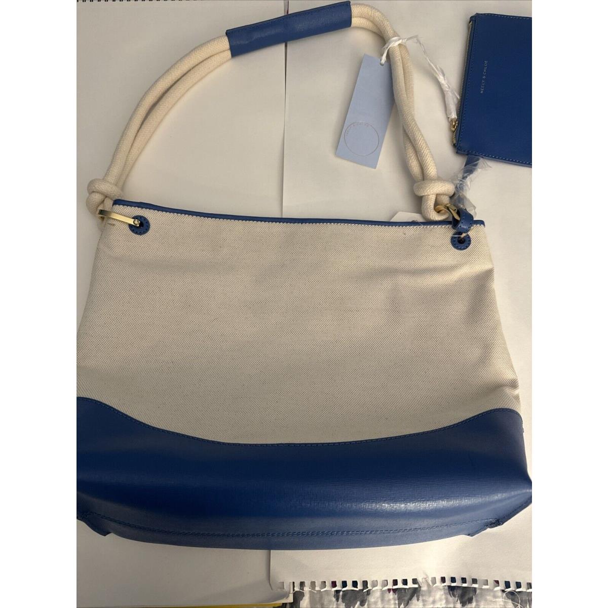 Neely Chloe Canvas Blue Leather Shoulder Bag