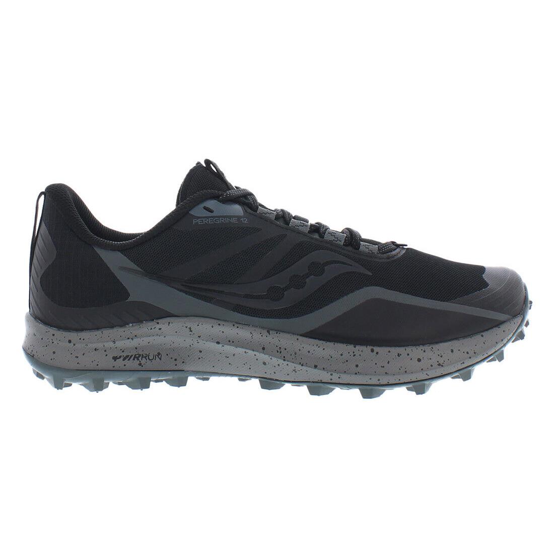 Saucony Peregrine 12 Mens Shoes - Black/Charcoal, Main: Black