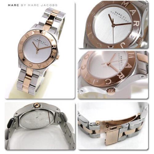 Marc Jacobs Blade 2 Tone Silver+rose Gold Link Bracelet WATCH-MBM3129 - Dial: Silver, Band: Silver