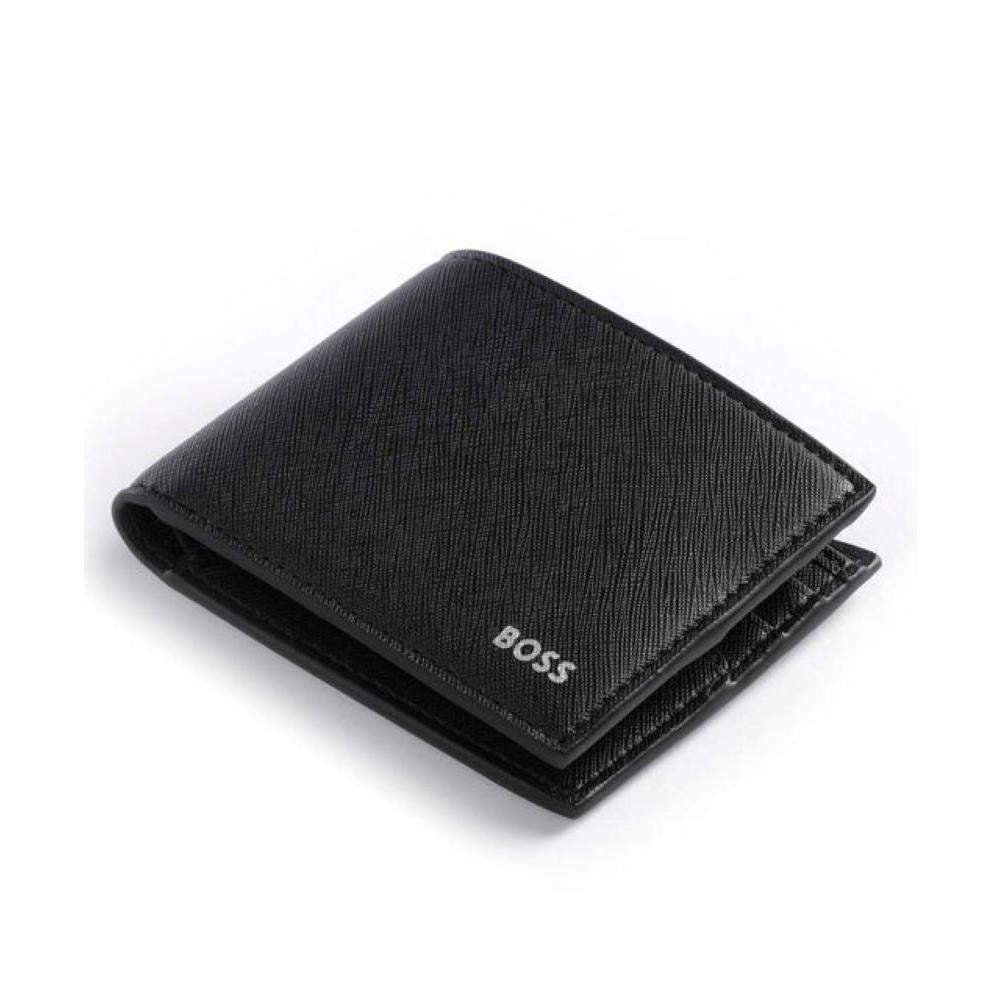 Hugo Boss Men Zair_6 Cc 10247449 001-Black Leather Bifold Wallet OS