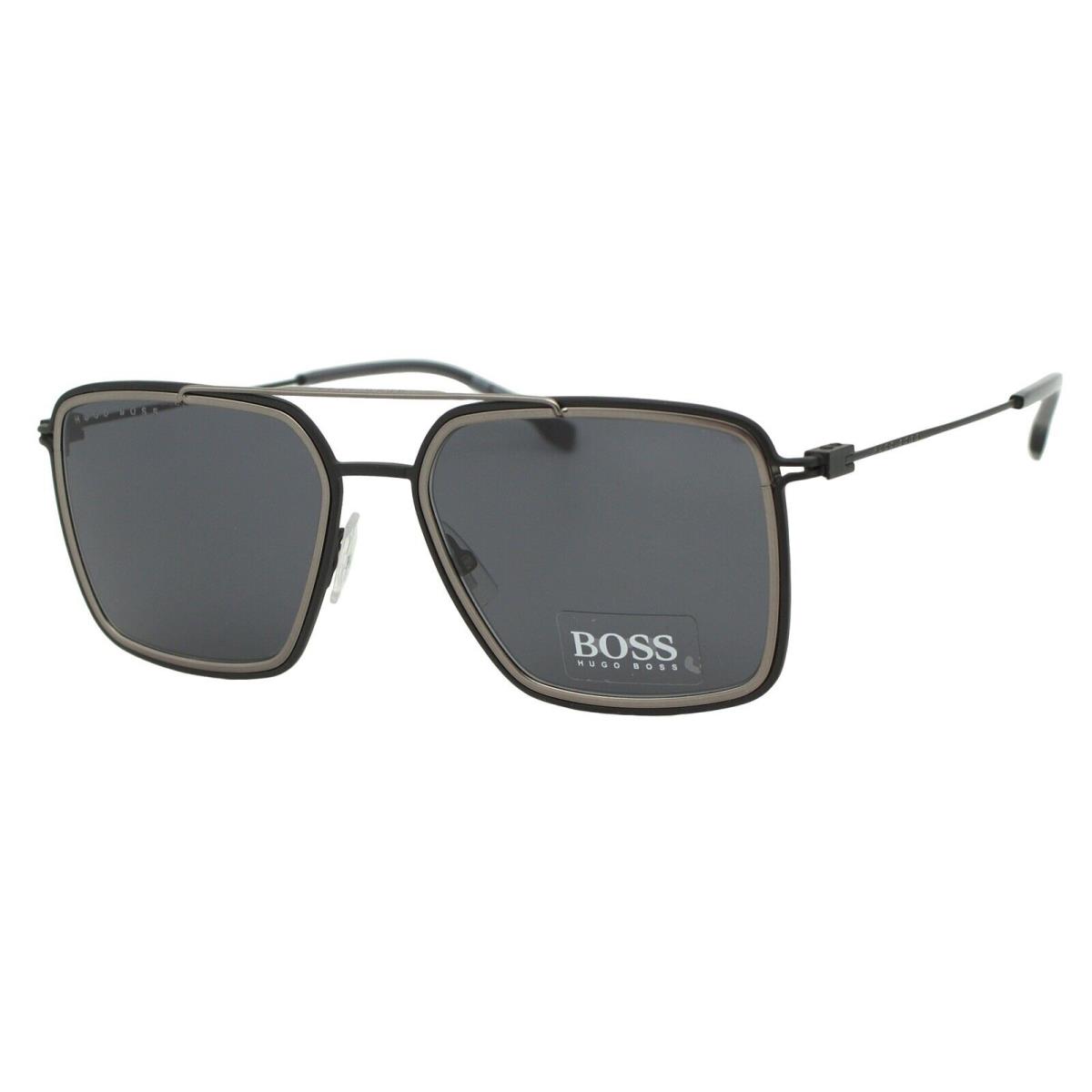 Hugo Boss 1191/S Rzz Matte Black Gray Silver Men`s Sunglasses 55-18-145 W/case