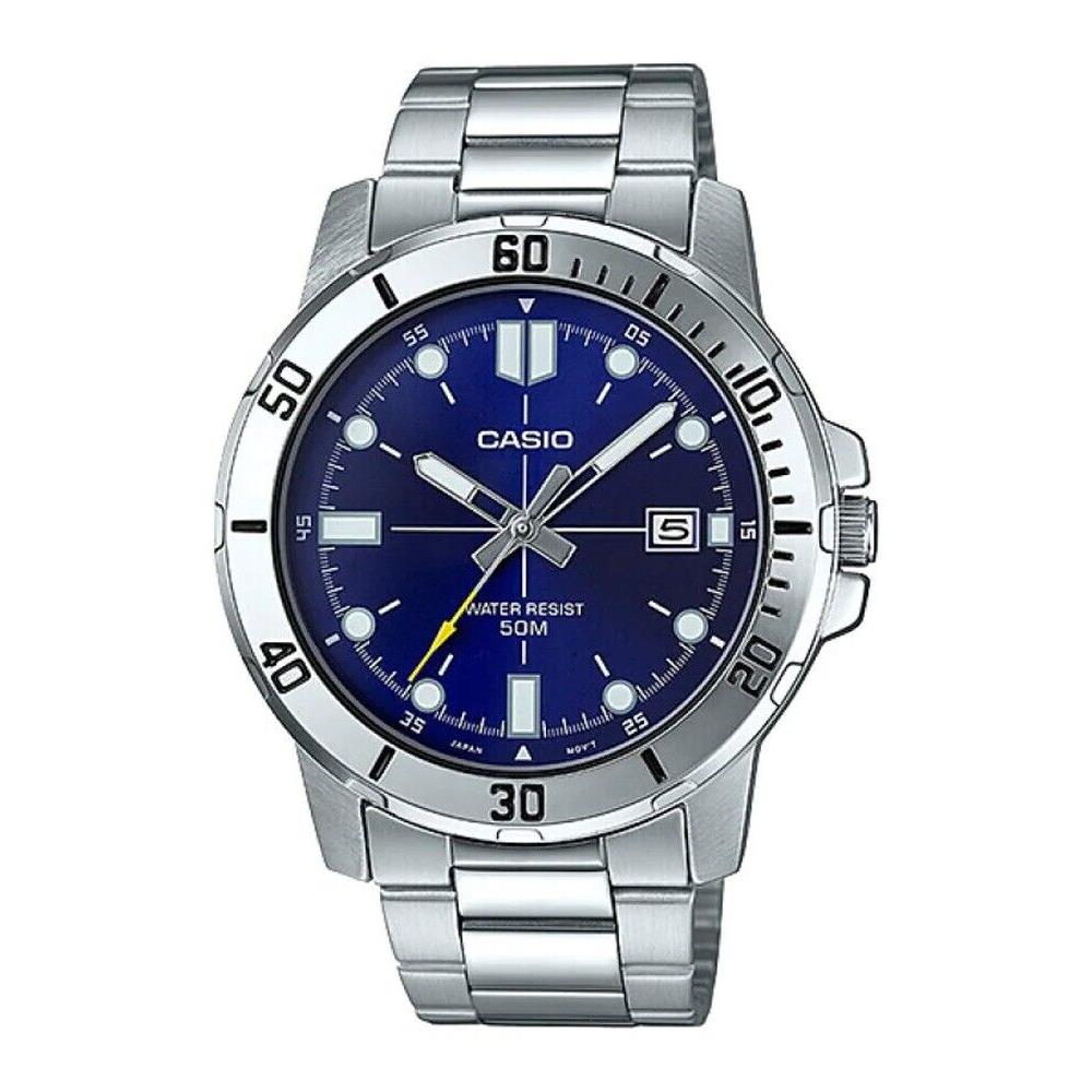 Casio MTP-VD01D-2EV Men`s Enticer Stainless Steel Blue Dial Casual Sporty Watch