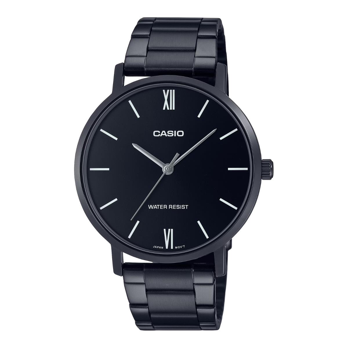 Casio Black Dial Stainless Steel Analog Japan Mov`t MTP-VT01B-1B WR Mens Watch