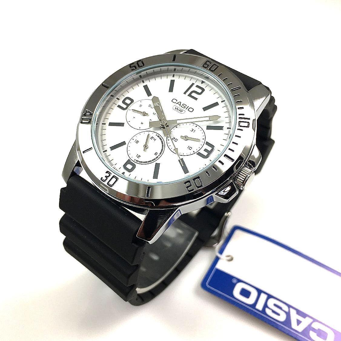 Men`s Casio Sports Multifunction MTP-VD300 Steel Watch MTPVD300-7B - Band: Black