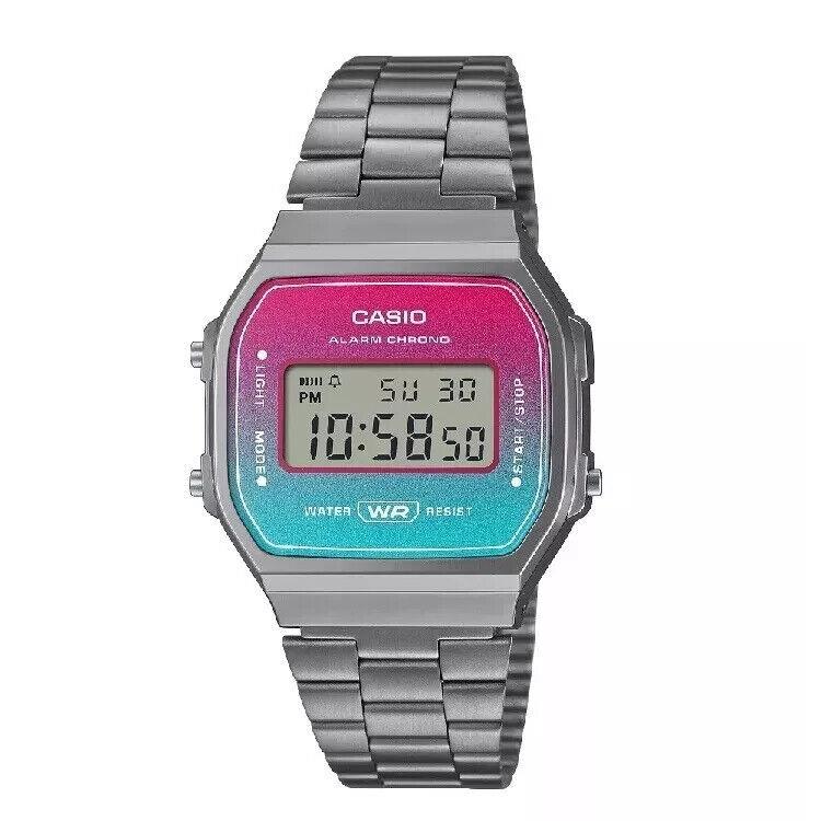 Casio Unisex Watch Vintage Digital Grey Ion Plated Stainless Steel A168WERB-2ADF