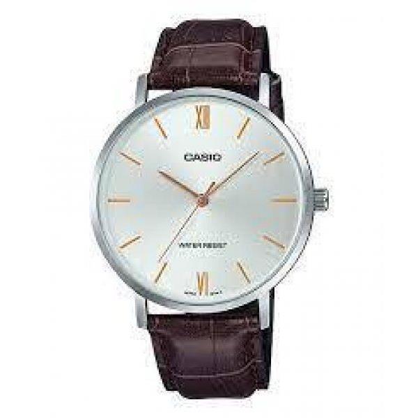 Casio MTP-VT01L-7B2 Analog Mens Watch Brown Leather Band