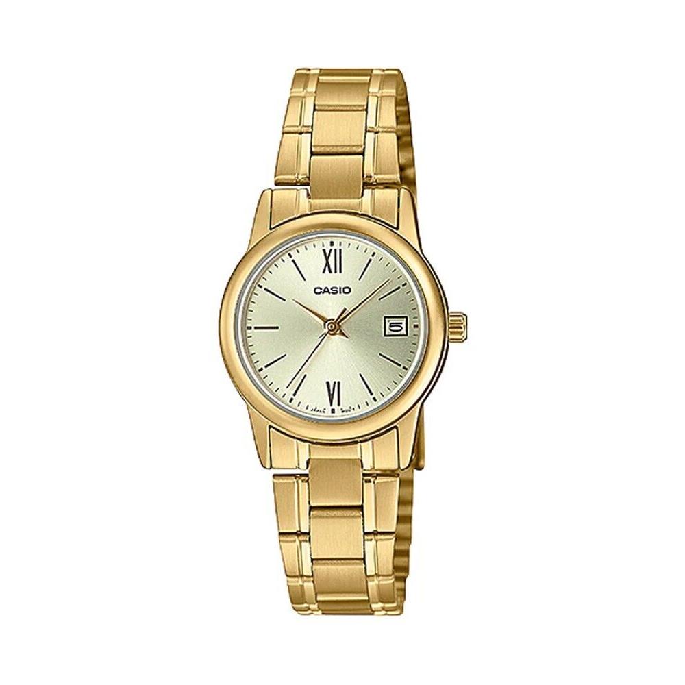 Casio LTP-V002G-9B3 Women`s Analog Gold Tone Gold Easy Reader Dial Date Watch