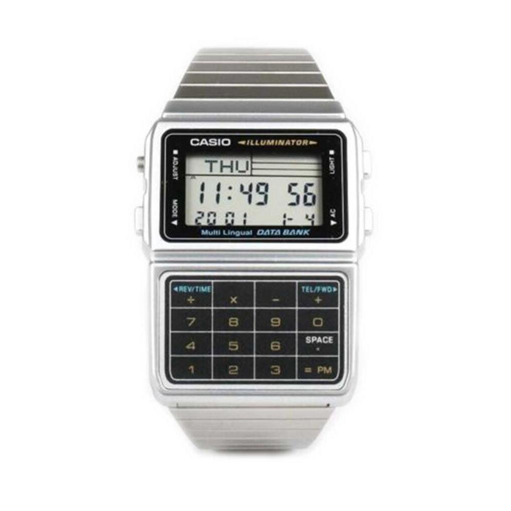 Casio DBC611-1 Mens Stainless Steel Databank Calculator Watch 5 Alarms