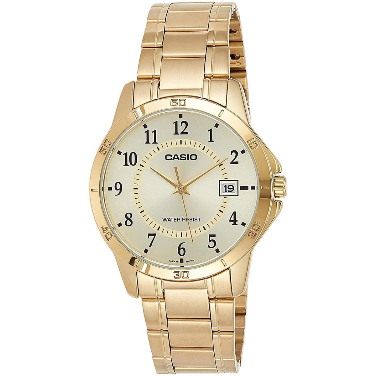 Casio MTP-V004G-9B Men`s Dress Gold Tone Stainless Steel Gold Dial Analog Watch