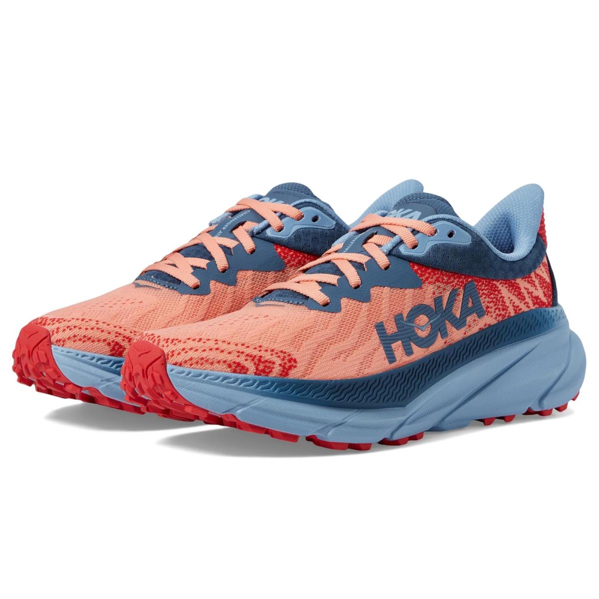 Woman`s Sneakers Athletic Shoes Hoka Challenger 7 Papaya/Real Teal