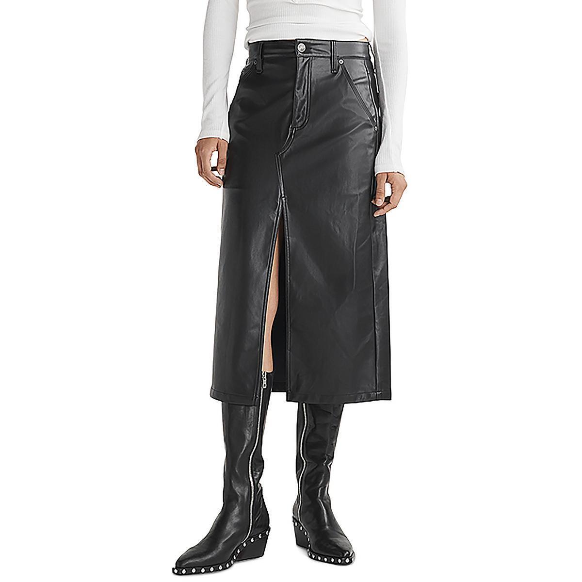 Rag Bone Womens Leather Work Knee Pencil Skirt Bhfo 0453