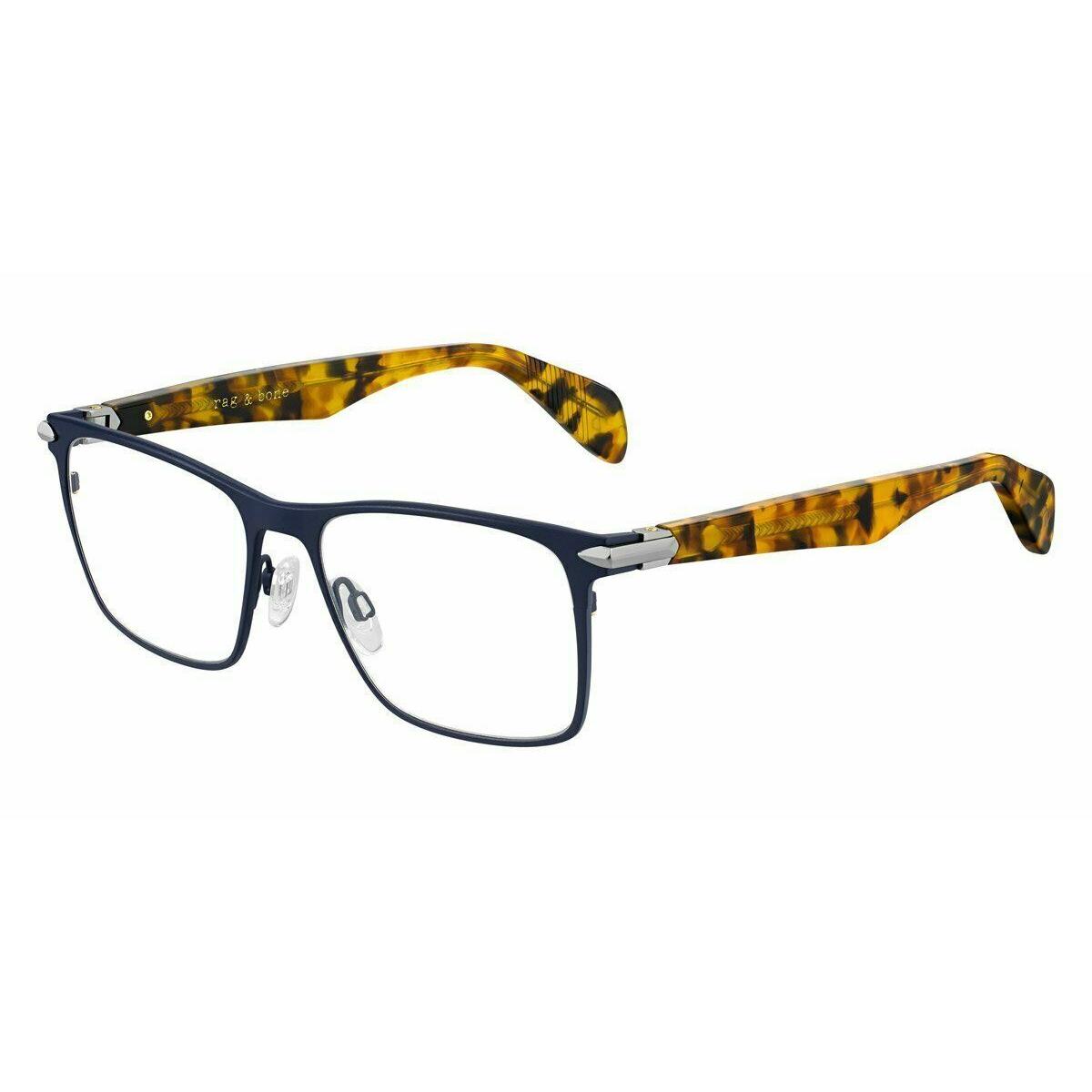 Rag Bone Eyeglasses Rnb 7009 U1F 53m Blue Hav Titanium Men Ophthalmic Rx Frame - Blue Havana, Frame: Blue