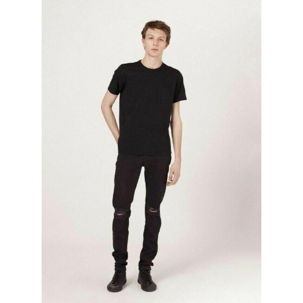 Rag Bone Skinny Fit Stretch Jean Fit 1 Black with Holes Men`s 33