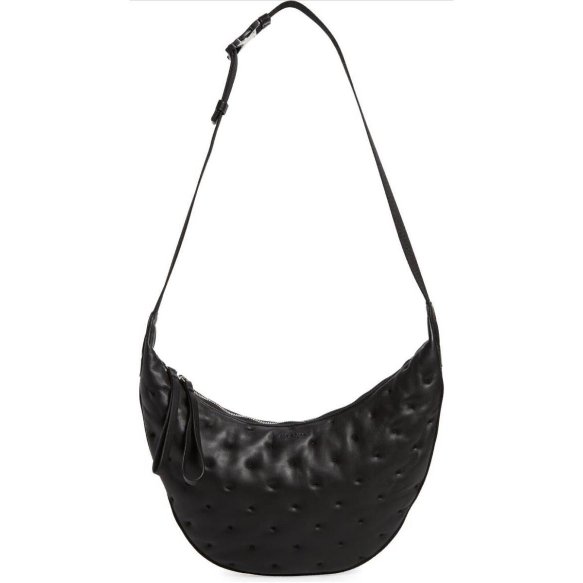 Rag Bone Riser Crossbody Women`s Leather Hobo Shoulder Bag Purse Handbag Black - Exterior: Black