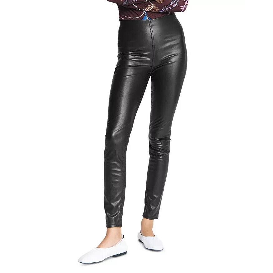 Rag Bone Nina Leather Pants Women`s XS Black Back Patch Pockets Pull On