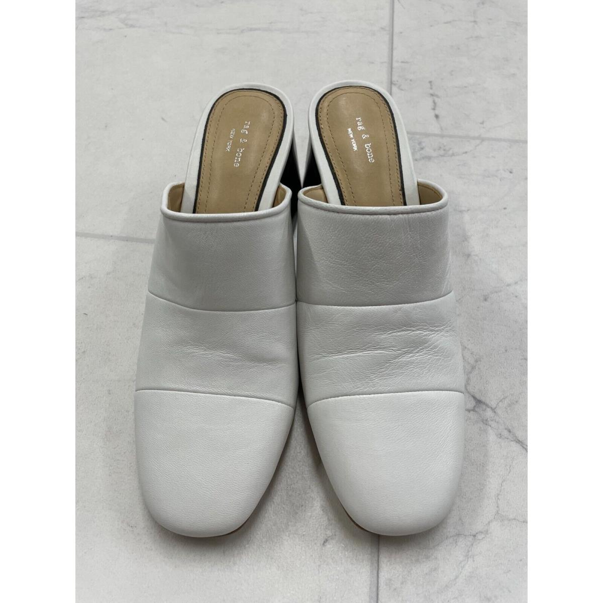 Rag Bone Millie Leather Heel Mule In White Size: 37 US 7