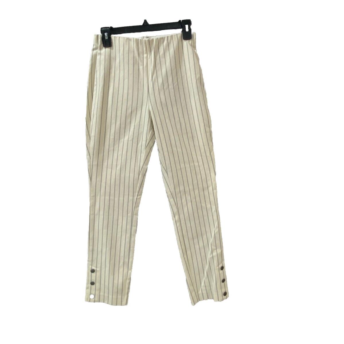 Rag Bone Simone Pinstripe Pants Woman`s 4 Ivory Skinny Ankle Button High Waist