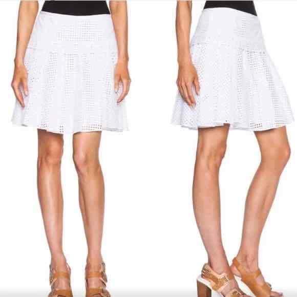 Rag Bone Bright White Lakewood Cotton Eyelet Skirt 0